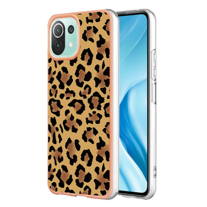 For Xiaomi 11 Lite Electroplating Marble Dual-side IMD Phone Case(Leopard Print) - Xiaomi Cases by PMC Jewellery | Online Shopping South Africa | PMC Jewellery | Buy Now Pay Later Mobicred