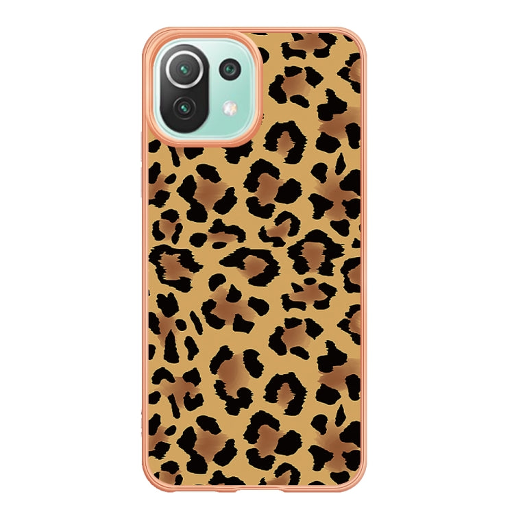 For Xiaomi 11 Lite Electroplating Marble Dual-side IMD Phone Case(Leopard Print) - Xiaomi Cases by PMC Jewellery | Online Shopping South Africa | PMC Jewellery | Buy Now Pay Later Mobicred