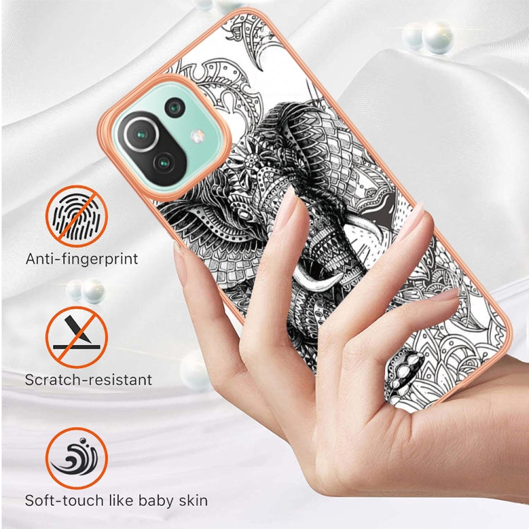 For Xiaomi 11 Lite Electroplating Marble Dual-side IMD Phone Case(Totem Elephant) - Xiaomi Cases by PMC Jewellery | Online Shopping South Africa | PMC Jewellery | Buy Now Pay Later Mobicred