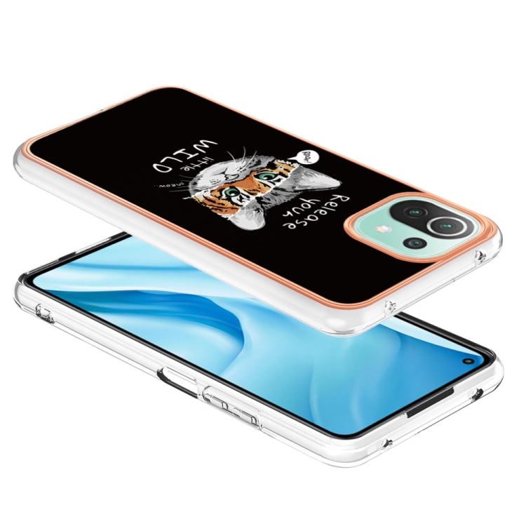 For Xiaomi 11 Lite Electroplating Marble Dual-side IMD Phone Case(Natural Growth) - Xiaomi Cases by PMC TechLife | Online Shopping South Africa | PMC TechLife | Buy Now Pay Later Mobicred