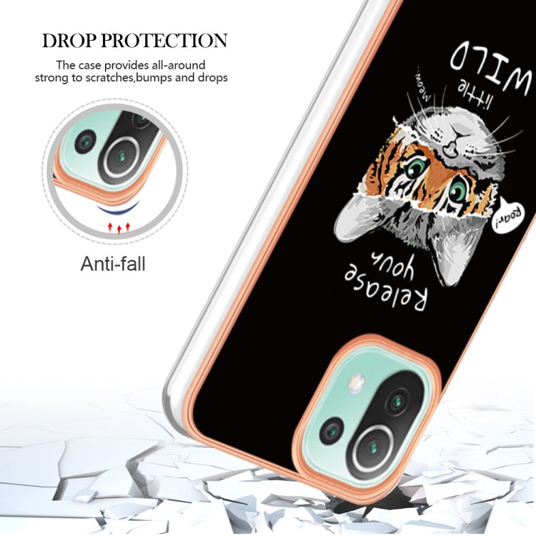For Xiaomi 11 Lite Electroplating Marble Dual-side IMD Phone Case(Natural Growth) - Xiaomi Cases by PMC TechLife | Online Shopping South Africa | PMC TechLife | Buy Now Pay Later Mobicred