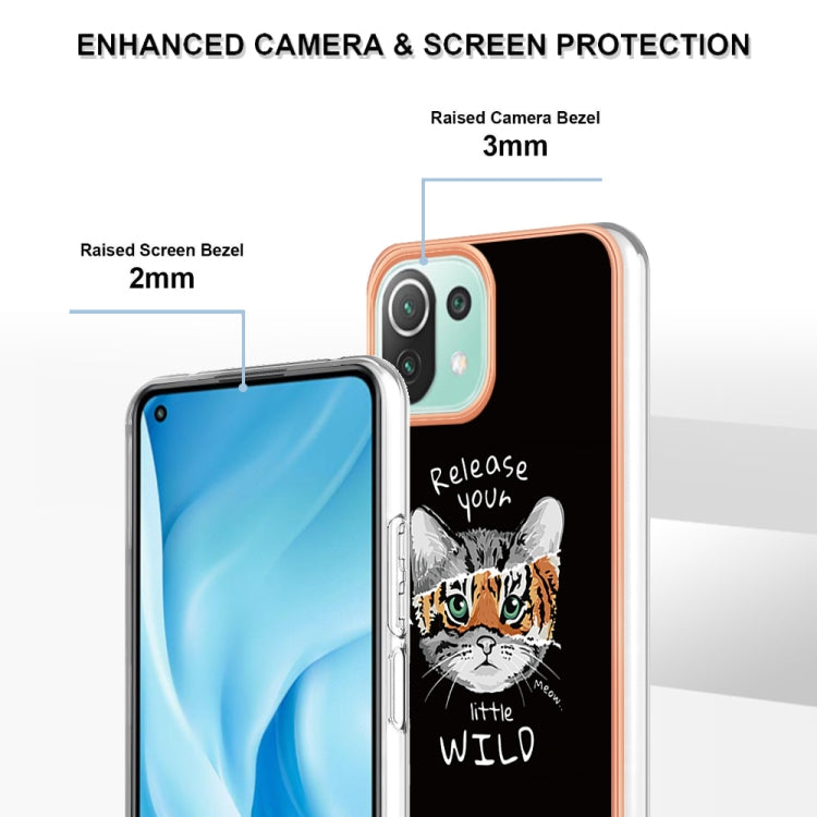 For Xiaomi 11 Lite Electroplating Marble Dual-side IMD Phone Case(Natural Growth) - Xiaomi Cases by PMC TechLife | Online Shopping South Africa | PMC TechLife | Buy Now Pay Later Mobicred