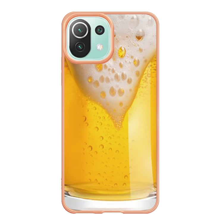 For Xiaomi 11 Lite Electroplating Marble Dual-side IMD Phone Case(Draft Beer) - Xiaomi Cases by PMC Jewellery | Online Shopping South Africa | PMC Jewellery | Buy Now Pay Later Mobicred