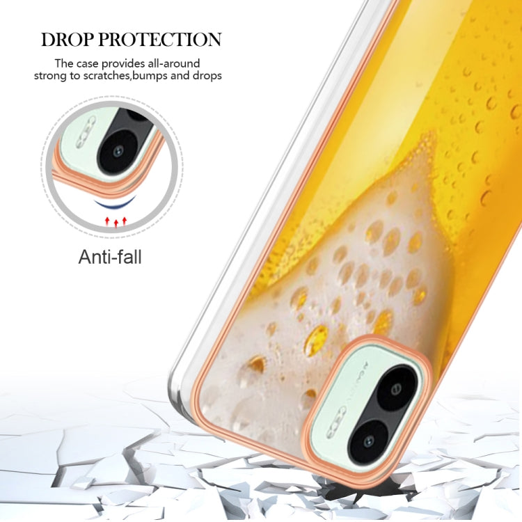 For Xiaomi Redmi A1 Electroplating Marble Dual-side IMD Phone Case(Draft Beer) - Xiaomi Cases by PMC Jewellery | Online Shopping South Africa | PMC Jewellery | Buy Now Pay Later Mobicred