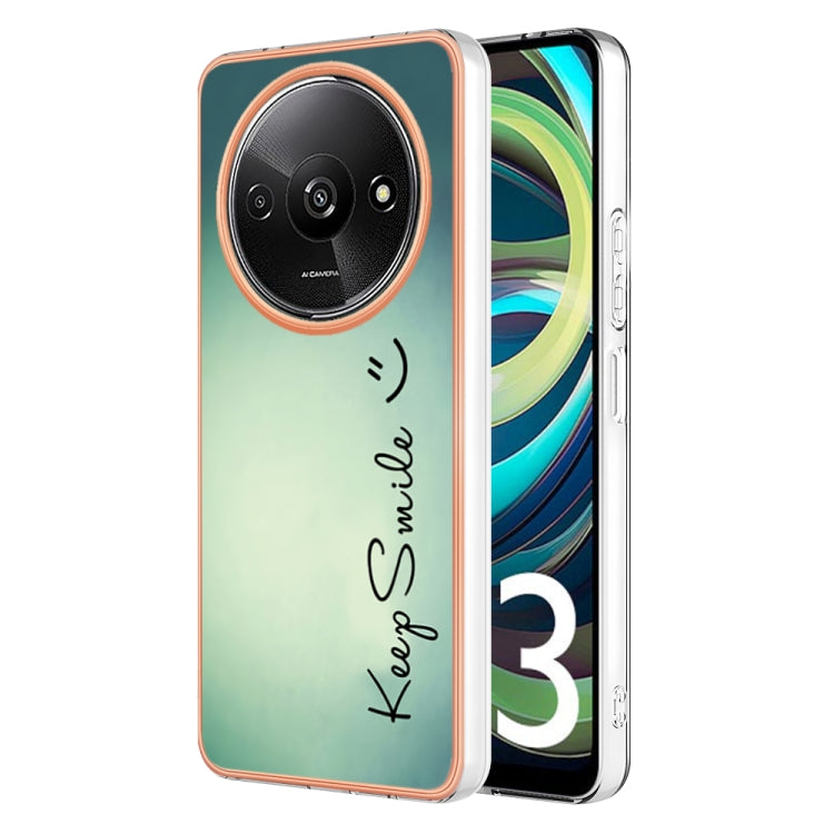 For Xiaomi Redmi A3 Electroplating Marble Dual-side IMD Phone Case(Smile) - Xiaomi Cases by PMC TechLife | Online Shopping South Africa | PMC TechLife | Buy Now Pay Later Mobicred