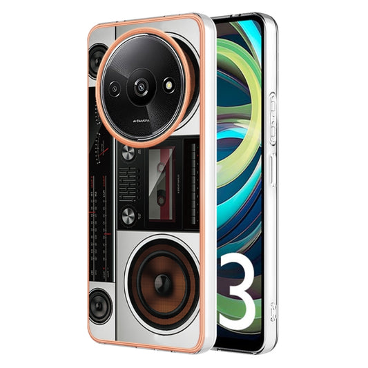 For Xiaomi Redmi A3 Electroplating Marble Dual-side IMD Phone Case(Retro Radio) - Xiaomi Cases by PMC Jewellery | Online Shopping South Africa | PMC Jewellery | Buy Now Pay Later Mobicred