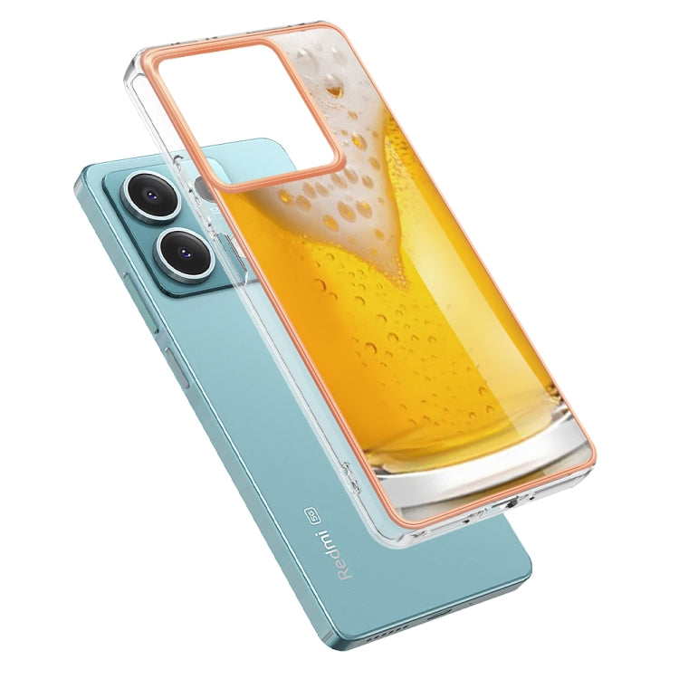 For Xiaomi Redmi Note 13 5G Electroplating Marble Dual-side IMD Phone Case(Draft Beer) - Note 13 Cases by PMC Jewellery | Online Shopping South Africa | PMC Jewellery | Buy Now Pay Later Mobicred