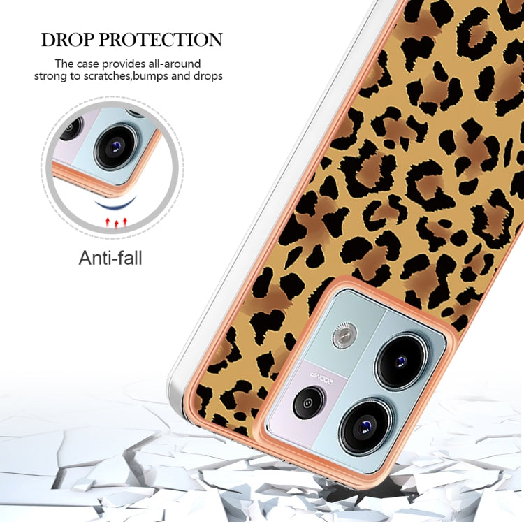 For Xiaomi Redmi Note 13 Pro 5G Global Electroplating Marble Dual-side IMD Phone Case(Leopard Print) - Note 13 Pro Cases by PMC TechLife | Online Shopping South Africa | PMC TechLife | Buy Now Pay Later Mobicred