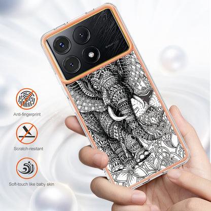 For Xiaomi Poco X6 Pro / Redmi K70E Electroplating Marble Dual-side IMD Phone Case(Totem Elephant) - K70E Cases by PMC Jewellery | Online Shopping South Africa | PMC Jewellery | Buy Now Pay Later Mobicred