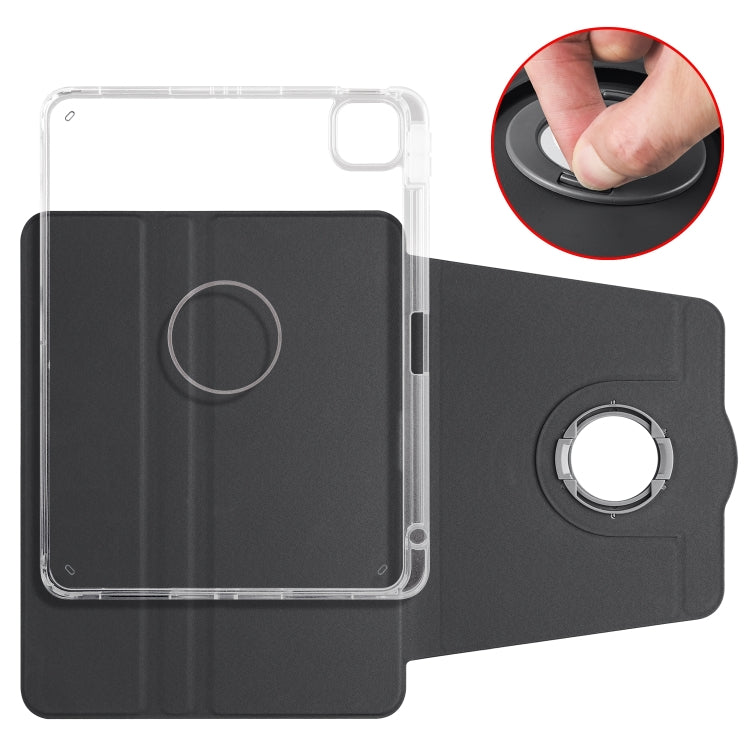 For iPad Air 13 2024 Clear Acrylic 360 Rotation Detachable Leather Tablet Case(Black) - iPad Air 13 2024 Cases by PMC TechLife | Online Shopping South Africa | PMC TechLife | Buy Now Pay Later Mobicred