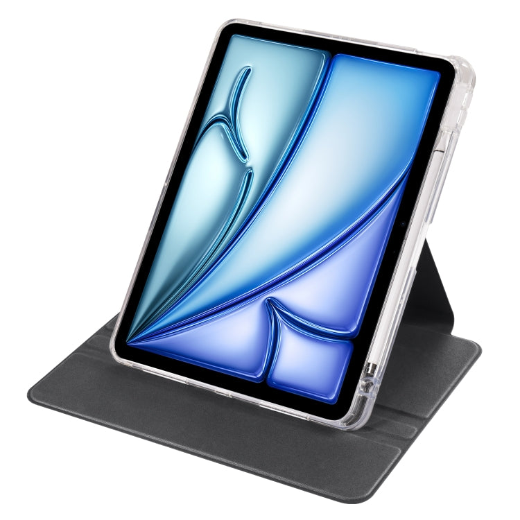 For iPad Air 13 2024 Clear Acrylic 360 Rotation Detachable Leather Tablet Case(Black) - iPad Air 13 2024 Cases by PMC TechLife | Online Shopping South Africa | PMC TechLife | Buy Now Pay Later Mobicred