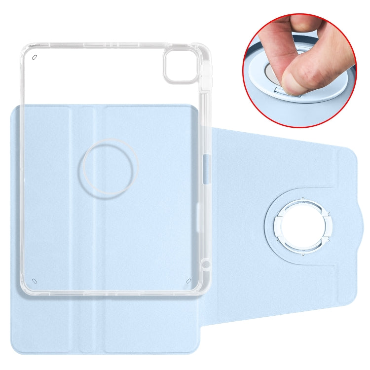For iPad Pro 13 2024 Clear Acrylic 360 Rotation Detachable Leather Tablet Case(Ice Blue) - iPad Pro 13 2024 Cases by PMC TechLife | Online Shopping South Africa | PMC TechLife | Buy Now Pay Later Mobicred