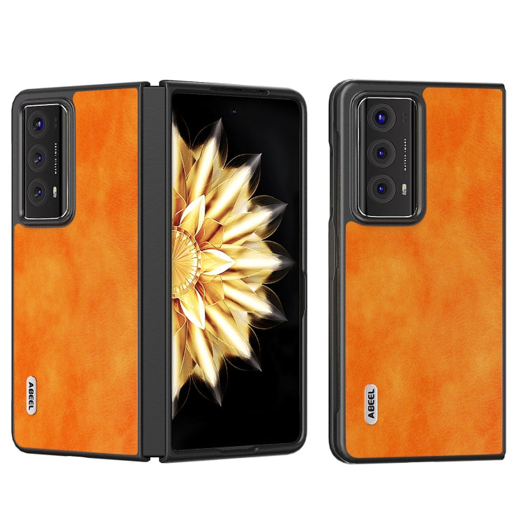 For Honor Magic V2 Dual Color Lichi Texture PU Phone Case(Orange) - Honor Cases by PMC Jewellery | Online Shopping South Africa | PMC Jewellery