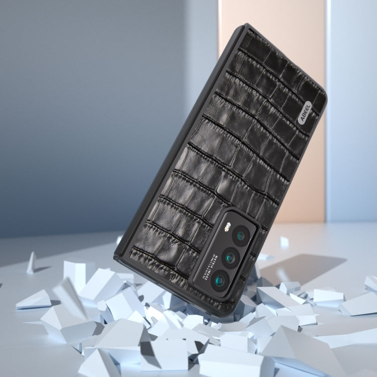 For Honor Magic Vs2 ABEEL Crocodile Texture Genuine Leather Phone Case(Black) - Honor Cases by PMC TechLife | Online Shopping South Africa | PMC TechLife | Buy Now Pay Later Mobicred