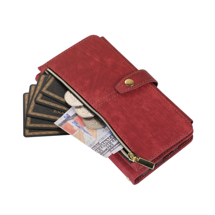 For Google Pixel 7 Dream 9-Card Wallet Zipper Bag Leather Phone Case(Red) - Google Cases by PMC TechLife | Online Shopping South Africa | PMC TechLife | Buy Now Pay Later Mobicred