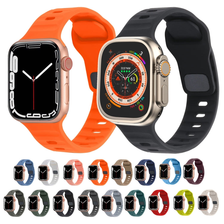 For Apple Watch Ultra 49mm Square Buckle Stripes Silicone Watch Band(Red) - Watch Bands by PMC TechLife | Online Shopping South Africa | PMC TechLife
