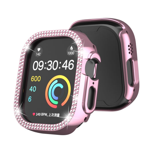 For Apple Watch Ultra 2 / Ultra 49mm Double Row Diamond Hollow PC Watch Case(Pink) - Watch Cases by PMC Jewellery | Online Shopping South Africa | PMC Jewellery