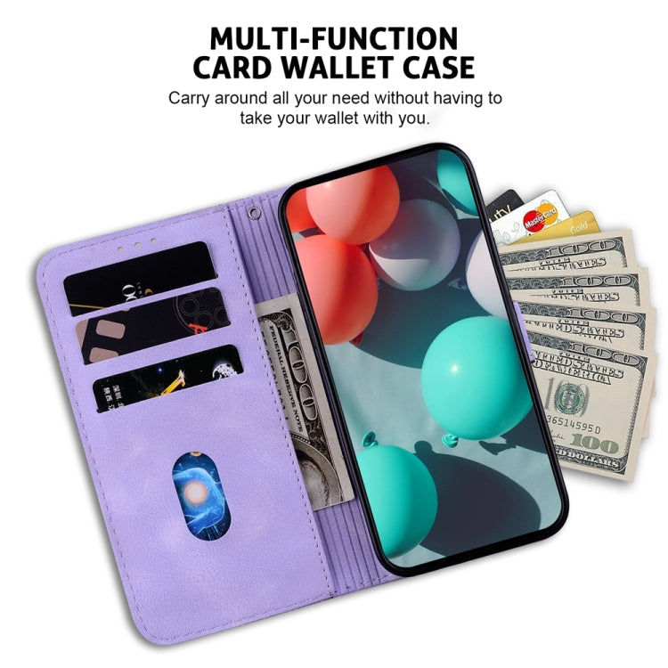For Motorola Edge 2024 Seven-shaped Embossed Leather Phone Case(Purple) - Motorola Cases by PMC Jewellery | Online Shopping South Africa | PMC Jewellery | Buy Now Pay Later Mobicred