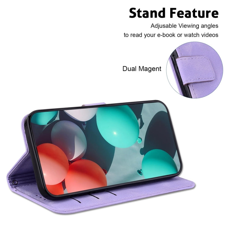 For Motorola Edge 2024 Seven-shaped Embossed Leather Phone Case(Purple) - Motorola Cases by PMC Jewellery | Online Shopping South Africa | PMC Jewellery | Buy Now Pay Later Mobicred
