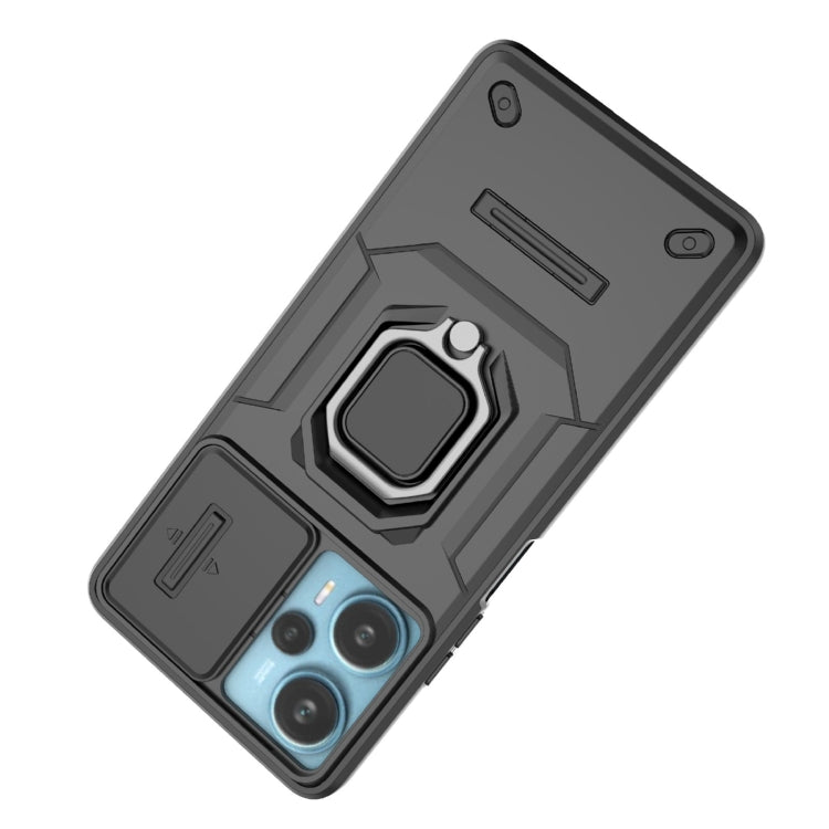 For Xiaomi Redmi Note 12 Turbo 5G Sliding Camshield TPU + PC Shockproof Phone Case with Holder(Grey) - Xiaomi Cases by PMC TechLife | Online Shopping South Africa | PMC TechLife | Buy Now Pay Later Mobicred