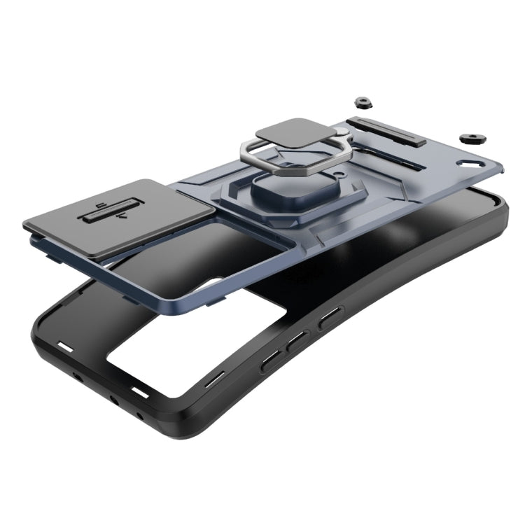 For Xiaomi Redmi K60 5G Sliding Camshield TPU + PC Shockproof Phone Case with Holder(Grey) - Xiaomi Cases by PMC TechLife | Online Shopping South Africa | PMC TechLife | Buy Now Pay Later Mobicred