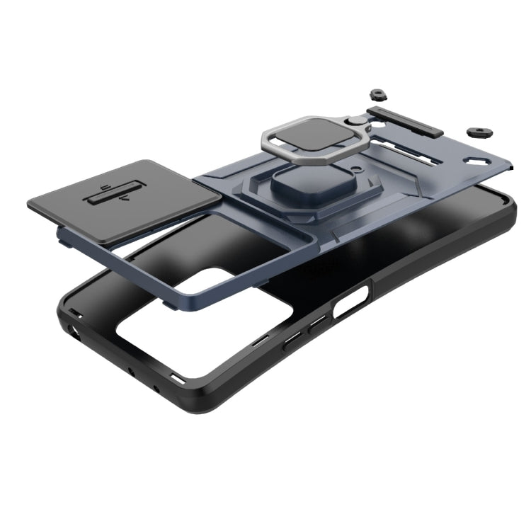 For Xiaomi Redmi Note 13 Pro 5G Sliding Camshield TPU + PC Shockproof Phone Case with Holder(Blue) - Note 13 Pro Cases by PMC TechLife | Online Shopping South Africa | PMC TechLife