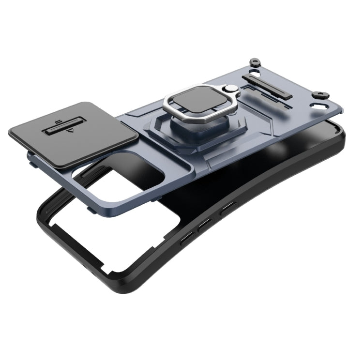 For Xiaomi Redmi K70 5G Sliding Camshield TPU + PC Shockproof Phone Case with Holder(Blue) - K70 Cases by PMC TechLife | Online Shopping South Africa | PMC TechLife | Buy Now Pay Later Mobicred