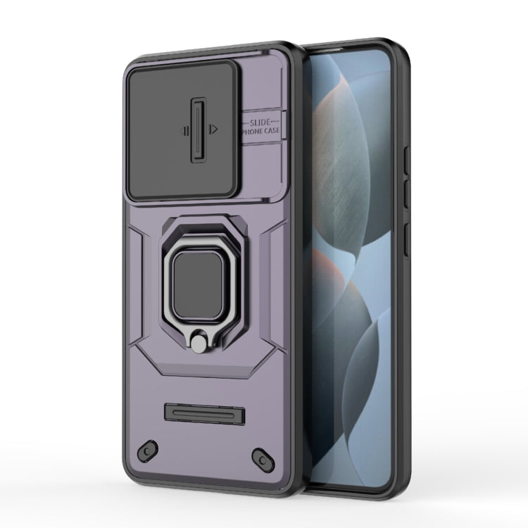 For Xiaomi Redmi K70 5G Sliding Camshield TPU + PC Shockproof Phone Case with Holder(Purple) - K70 Cases by PMC TechLife | Online Shopping South Africa | PMC TechLife | Buy Now Pay Later Mobicred