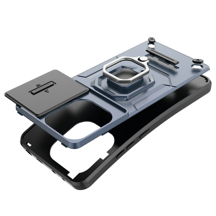 For Xiaomi Redmi Note 13 4G Global Sliding Camshield TPU + PC Shockproof Phone Case with Holder(Black) - Note 13 Cases by PMC TechLife | Online Shopping South Africa | PMC TechLife | Buy Now Pay Later Mobicred