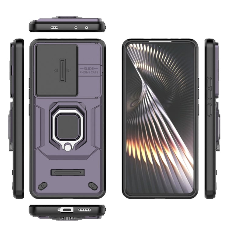 For Xiaomi Redmi Turbo 3 5G Sliding Camshield TPU + PC Shockproof Phone Case with Holder(Purple) - Xiaomi Cases by PMC Jewellery | Online Shopping South Africa | PMC Jewellery | Buy Now Pay Later Mobicred