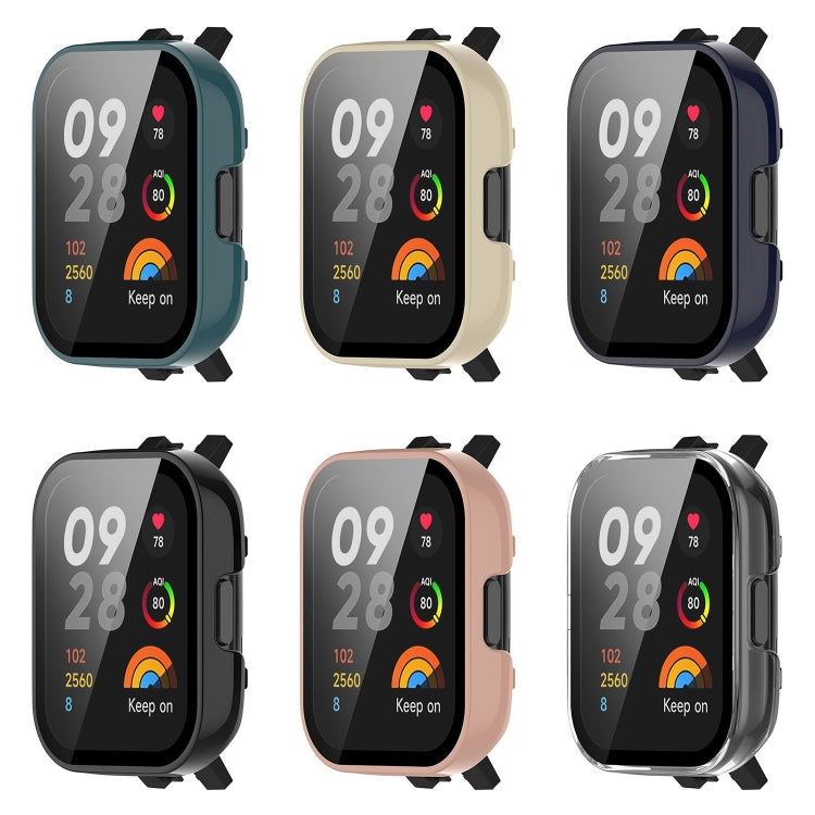 For Redmi Watch 3 Lite / Redmi Watch 3 Active PC + Tempered Film Integrated Watch Protective Case(Ivory White) - Watch Cases by PMC TechLife | Online Shopping South Africa | PMC TechLife