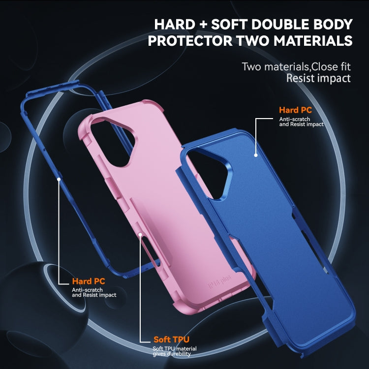 For iPhone 16 Commuter Shockproof TPU + PC Phone Case(Royal Blue+Pink) - iPhone 16 Cases by PMC Jewellery | Online Shopping South Africa | PMC Jewellery | Buy Now Pay Later Mobicred