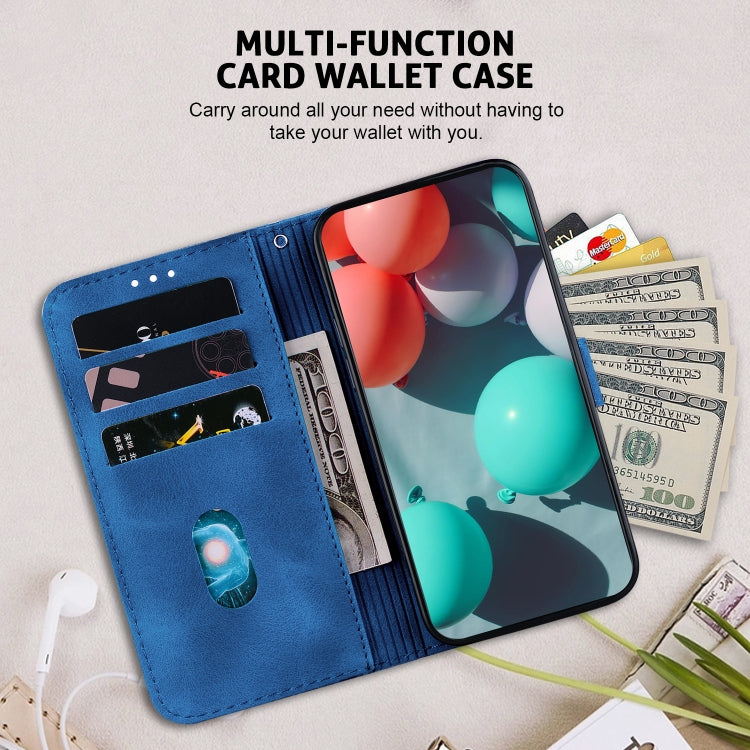For OPPO Reno11 Global 7-shaped Embossed Leather Phone Case(Blue) -  by PMC TechLife | Online Shopping South Africa | PMC TechLife | Buy Now Pay Later Mobicred