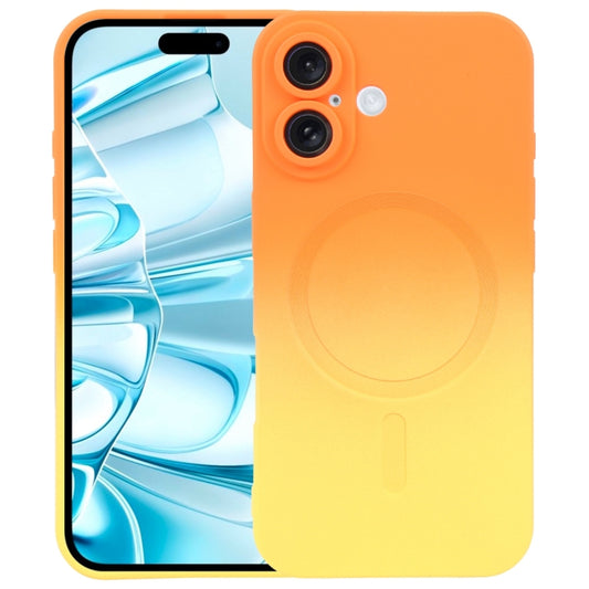 For iPhone 16 Liquid TPU Silicone Gradient MagSafe Phone Case(Orange Yellow) - iPhone 16 Cases by PMC Jewellery | Online Shopping South Africa | PMC Jewellery | Buy Now Pay Later Mobicred