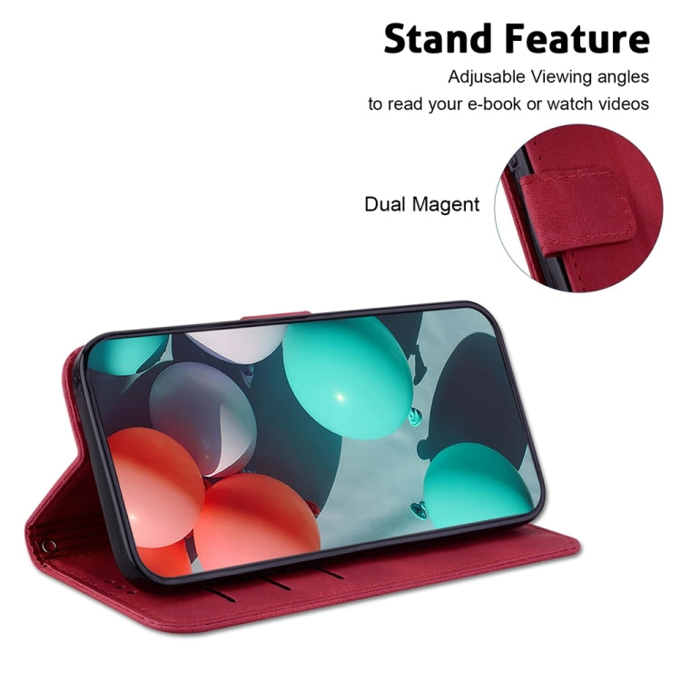 For Xiaomi Redmi Note 13 5G 7-shaped Embossed Leather Phone Case(Red) - Note 13 Cases by PMC TechLife | Online Shopping South Africa | PMC TechLife | Buy Now Pay Later Mobicred