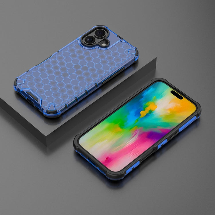 For iPhone 16 Honeycomb Shockproof Phone Case(Blue) - iPhone 16 Cases by PMC Jewellery | Online Shopping South Africa | PMC Jewellery | Buy Now Pay Later Mobicred