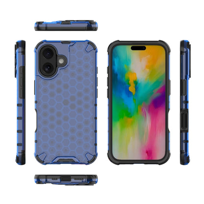 For iPhone 16 Honeycomb Shockproof Phone Case(Blue) - iPhone 16 Cases by PMC Jewellery | Online Shopping South Africa | PMC Jewellery | Buy Now Pay Later Mobicred