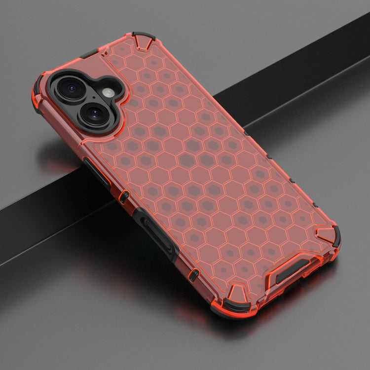 For iPhone 16 Honeycomb Shockproof Phone Case(Red) - iPhone 16 Cases by PMC Jewellery | Online Shopping South Africa | PMC Jewellery | Buy Now Pay Later Mobicred