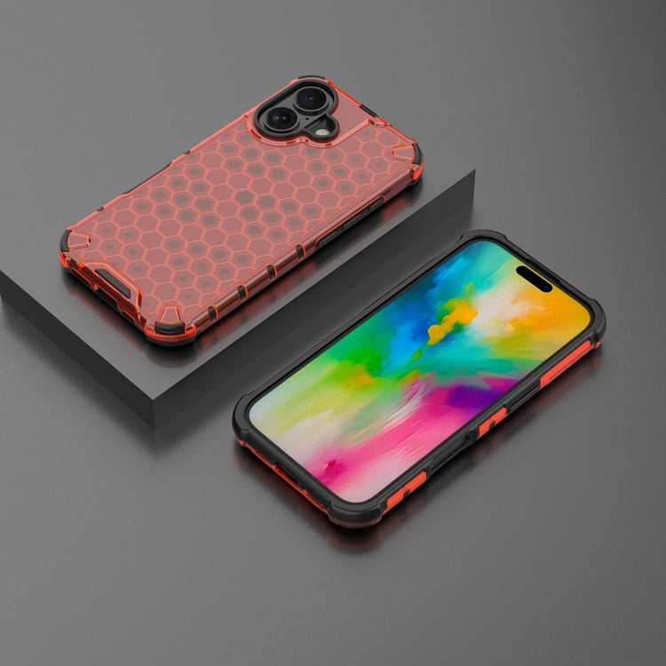 For iPhone 16 Honeycomb Shockproof Phone Case(Red) - iPhone 16 Cases by PMC Jewellery | Online Shopping South Africa | PMC Jewellery | Buy Now Pay Later Mobicred