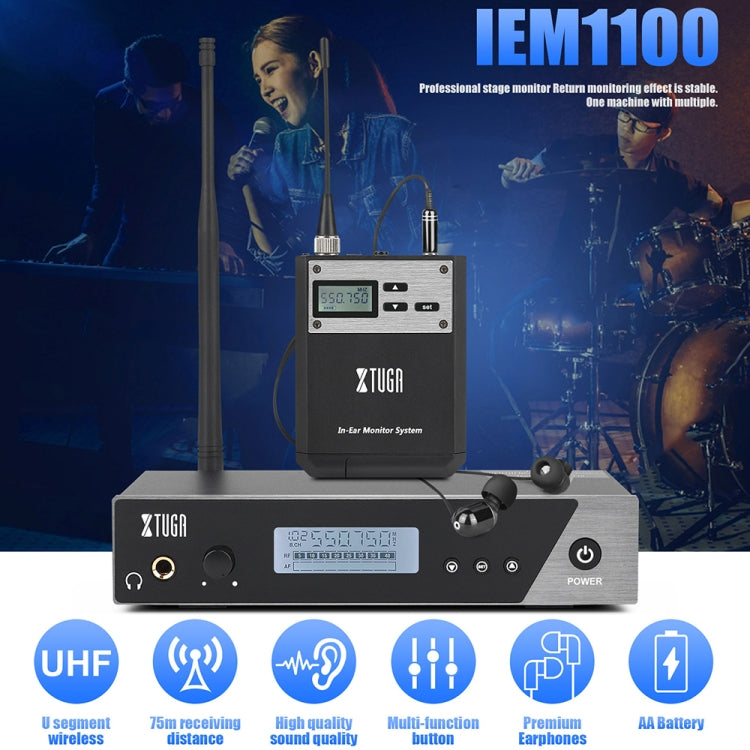 XTUGA  IEM1100 Professional Wireless In Ear Monitor System 1 BodyPacks(US Plug) - Microphone by XTUGA | Online Shopping South Africa | PMC Jewellery | Buy Now Pay Later Mobicred