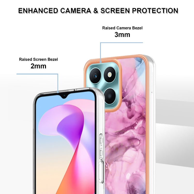 For Honor X6a Electroplating Marble Dual-side IMD Phone Case(Pink 013) - Honor Cases by PMC TechLife | Online Shopping South Africa | PMC TechLife