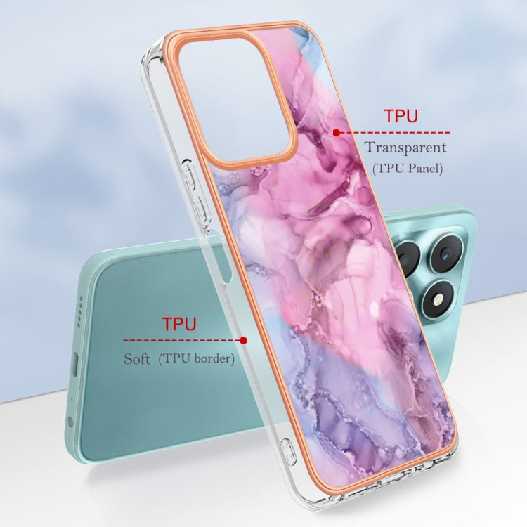 For Honor X6a Electroplating Marble Dual-side IMD Phone Case(Pink 013) - Honor Cases by PMC TechLife | Online Shopping South Africa | PMC TechLife