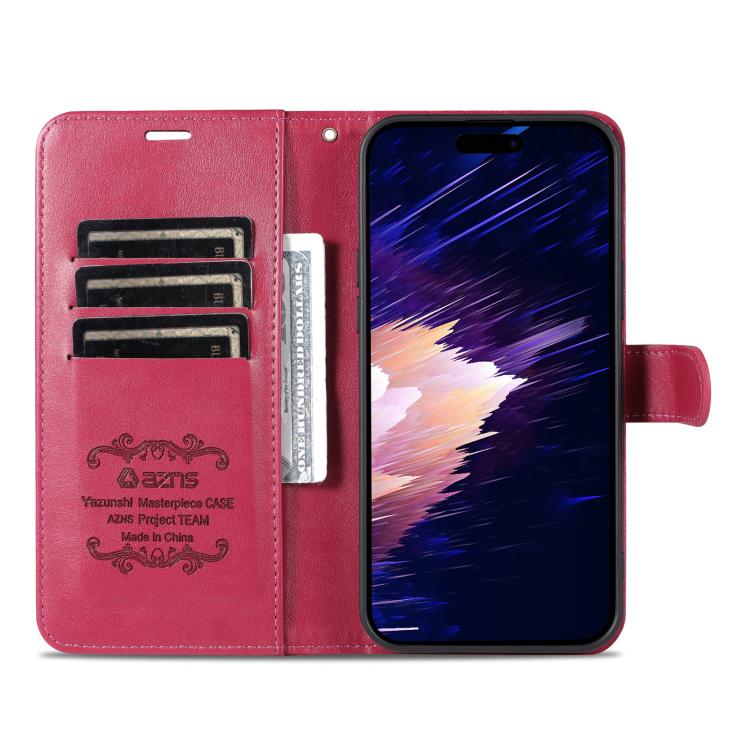 For iPhone 16e AZNS Sheepskin Texture Flip Leather Phone Case(Red) - iPhone 16e Cases by AZNS | Online Shopping South Africa | PMC TechLife | Buy Now Pay Later Mobicred