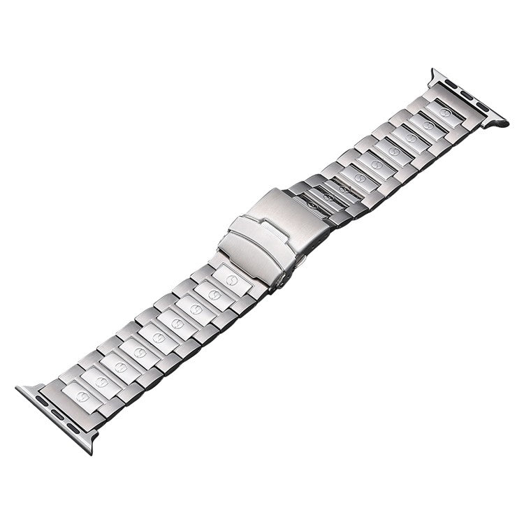 For Apple Watch Ultra 49mm Safety Buckle Titanium Steel Watch Band(Silver) - Watch Bands by PMC Jewellery | Online Shopping South Africa | PMC Jewellery