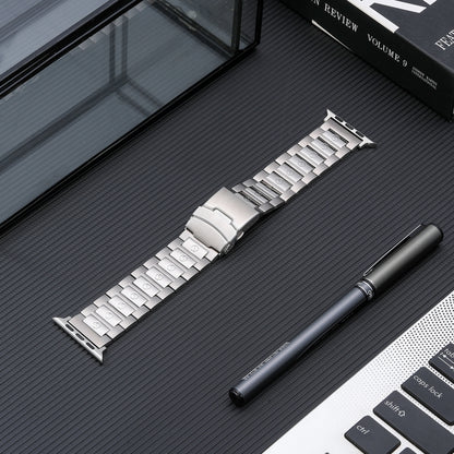 For Apple Watch Series 8 41mm Safety Buckle Titanium Steel Watch Band(Silver) - Watch Bands by PMC Jewellery | Online Shopping South Africa | PMC Jewellery