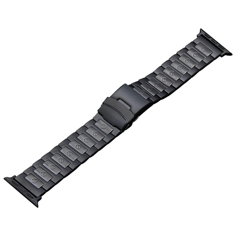 For Apple Watch Series 6 44mm Safety Buckle Titanium Steel Watch Band(Black) - Watch Bands by PMC Jewellery | Online Shopping South Africa | PMC Jewellery