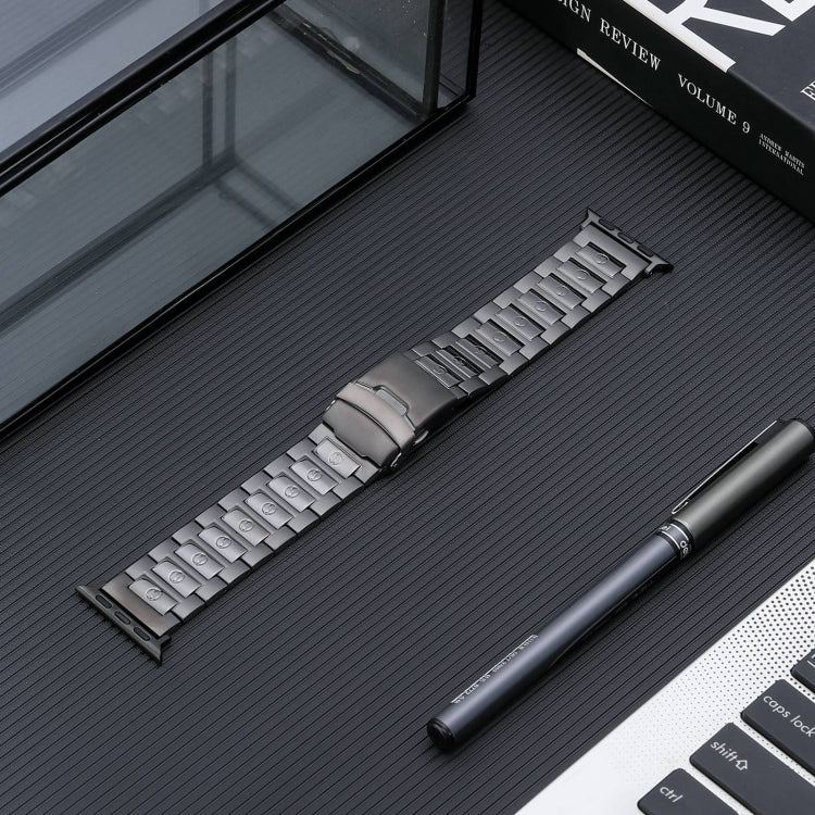 For Apple Watch Series 3 42mm Safety Buckle Titanium Steel Watch Band(Grey) - Watch Bands by PMC Jewellery | Online Shopping South Africa | PMC Jewellery