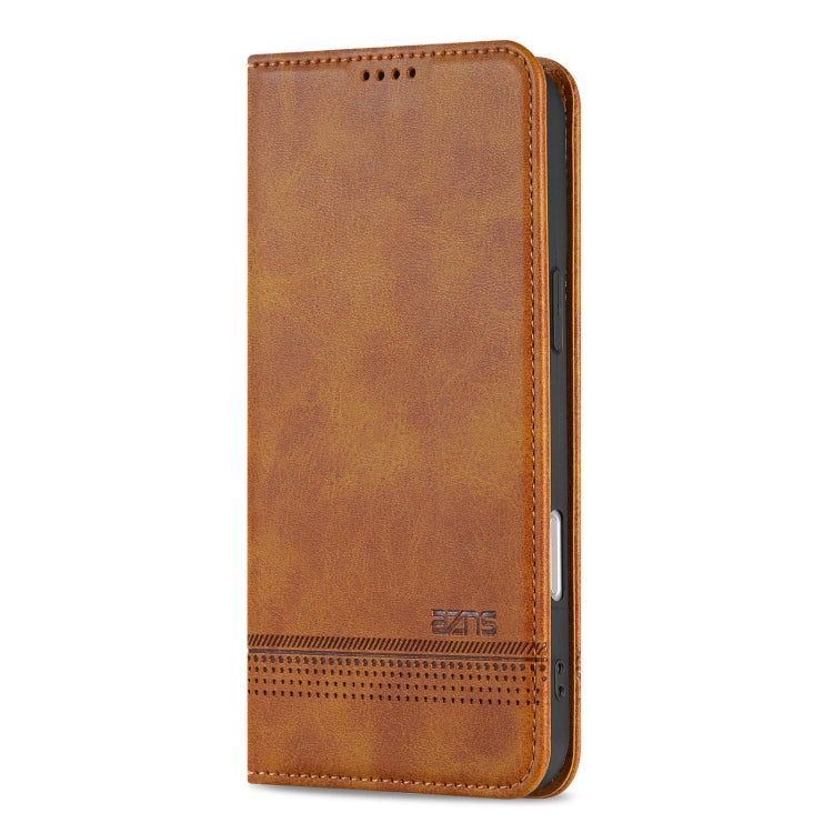 For iPhone 16 AZNS Magnetic Calf Texture Flip Leather Phone Case(Light Brown) - iPhone 16 Cases by AZNS | Online Shopping South Africa | PMC Jewellery | Buy Now Pay Later Mobicred