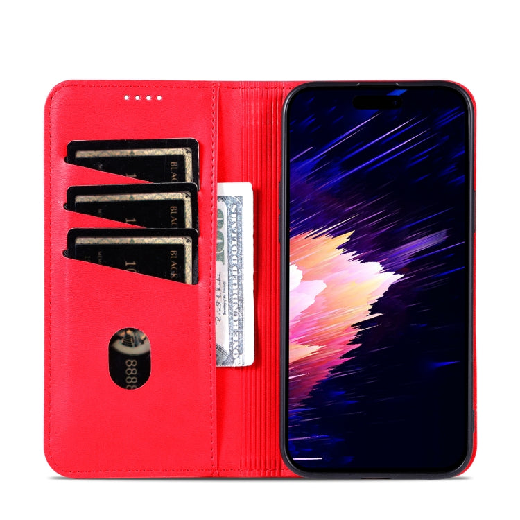 For iPhone 16 AZNS Magnetic Calf Texture Flip Leather Phone Case(Red) - iPhone 16 Cases by AZNS | Online Shopping South Africa | PMC Jewellery | Buy Now Pay Later Mobicred