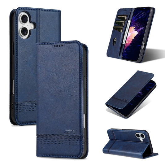 For iPhone 16 AZNS Magnetic Calf Texture Flip Leather Phone Case(Dark Blue) - iPhone 16 Cases by AZNS | Online Shopping South Africa | PMC Jewellery | Buy Now Pay Later Mobicred